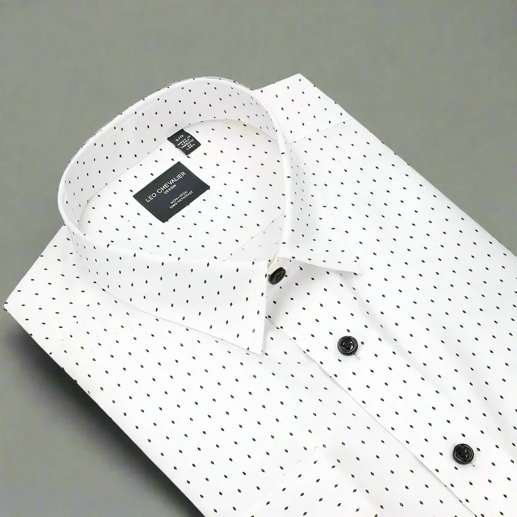 100% Cotton Long Sleeve Small Black Print on White - Contemporary Elegance