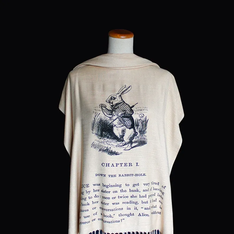 Alice's Adventures in Wonderland by Lewis Carroll Scarf Shawl Wrap. Book scarf, Literary scarf, Classic Literature, Alice in Wonderland