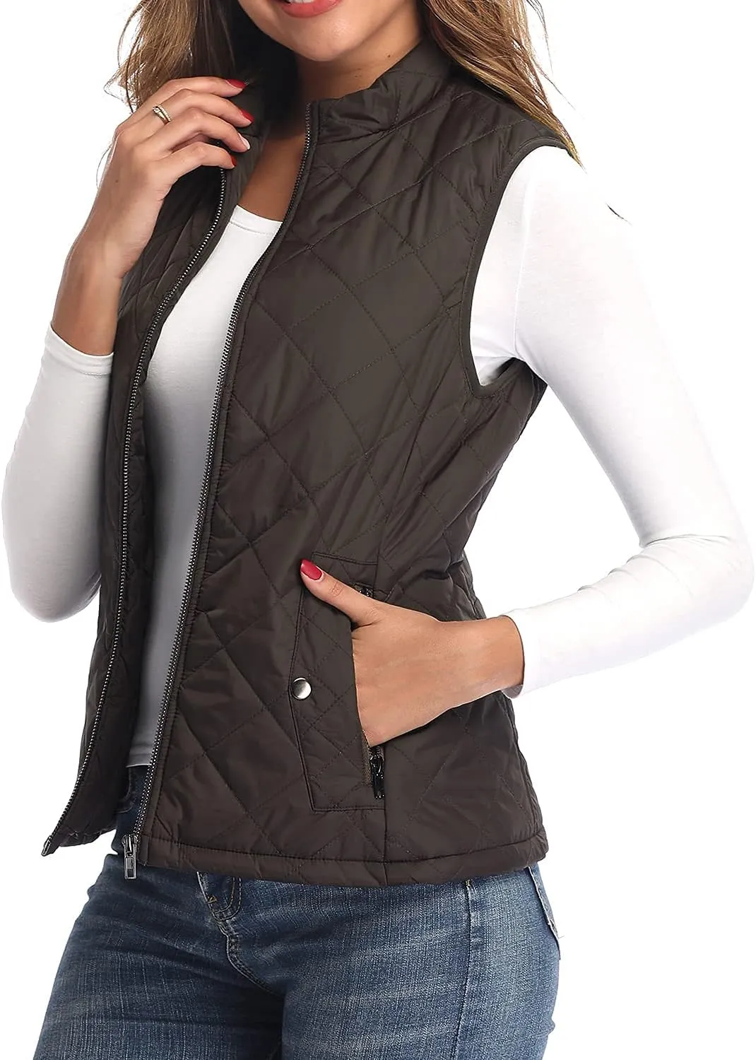 Argstar Women's Vest, Quilted Lightweight Zip Pockets Padded Gilet (XS-2XL)