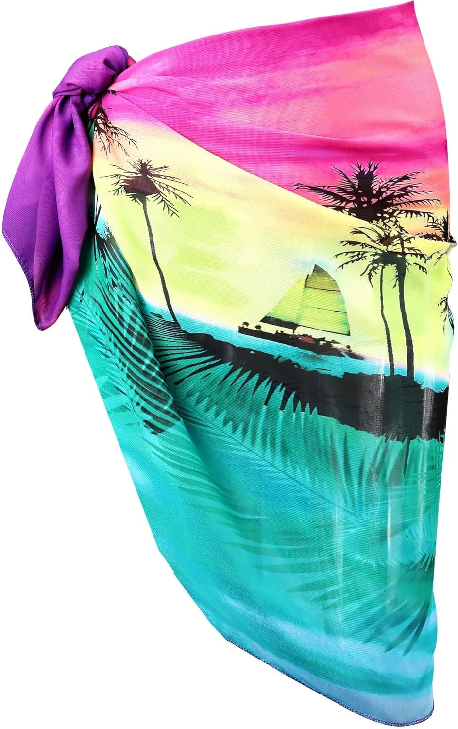 Ayliss Womens Swimwear Chiffon Cover up Solid Color Printed Beach Sarong Swimsuit Wrap Skirt Bathing Bikini Resort Wear