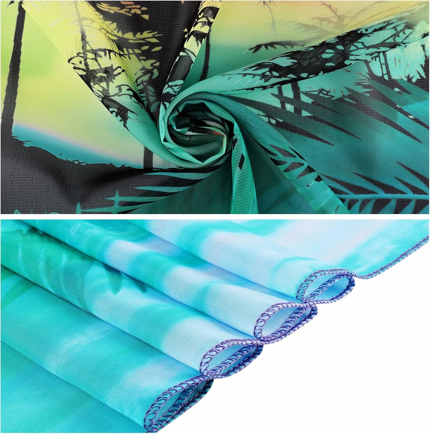 Ayliss Womens Swimwear Chiffon Cover up Solid Color Printed Beach Sarong Swimsuit Wrap Skirt Bathing Bikini Resort Wear