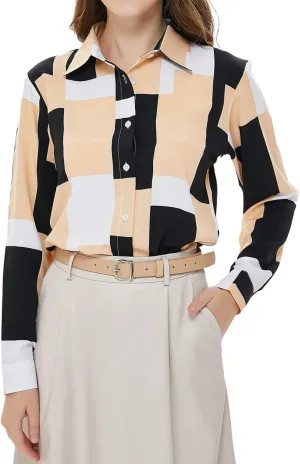 Beninos Women's Casual Blouses Long Sleeve Button Down Shirt