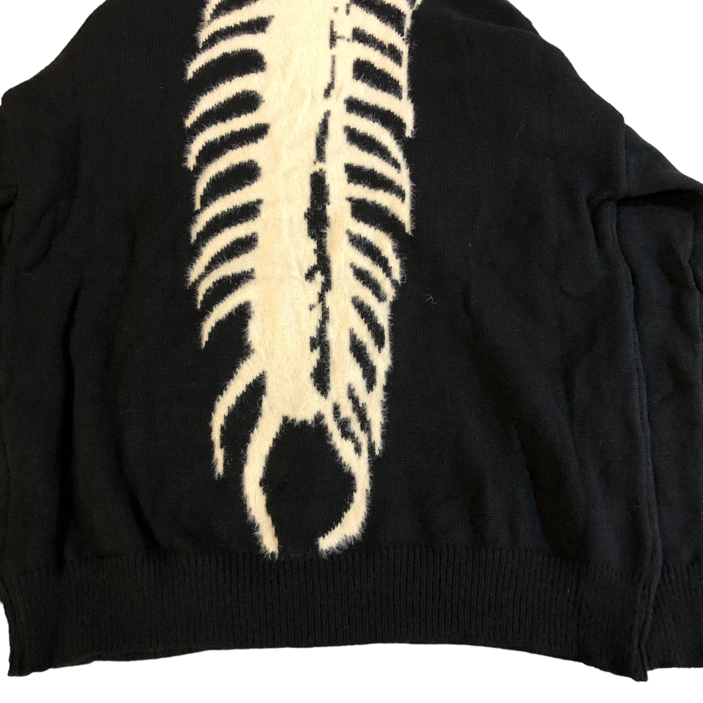 Black and White Knit Hoody Sweater