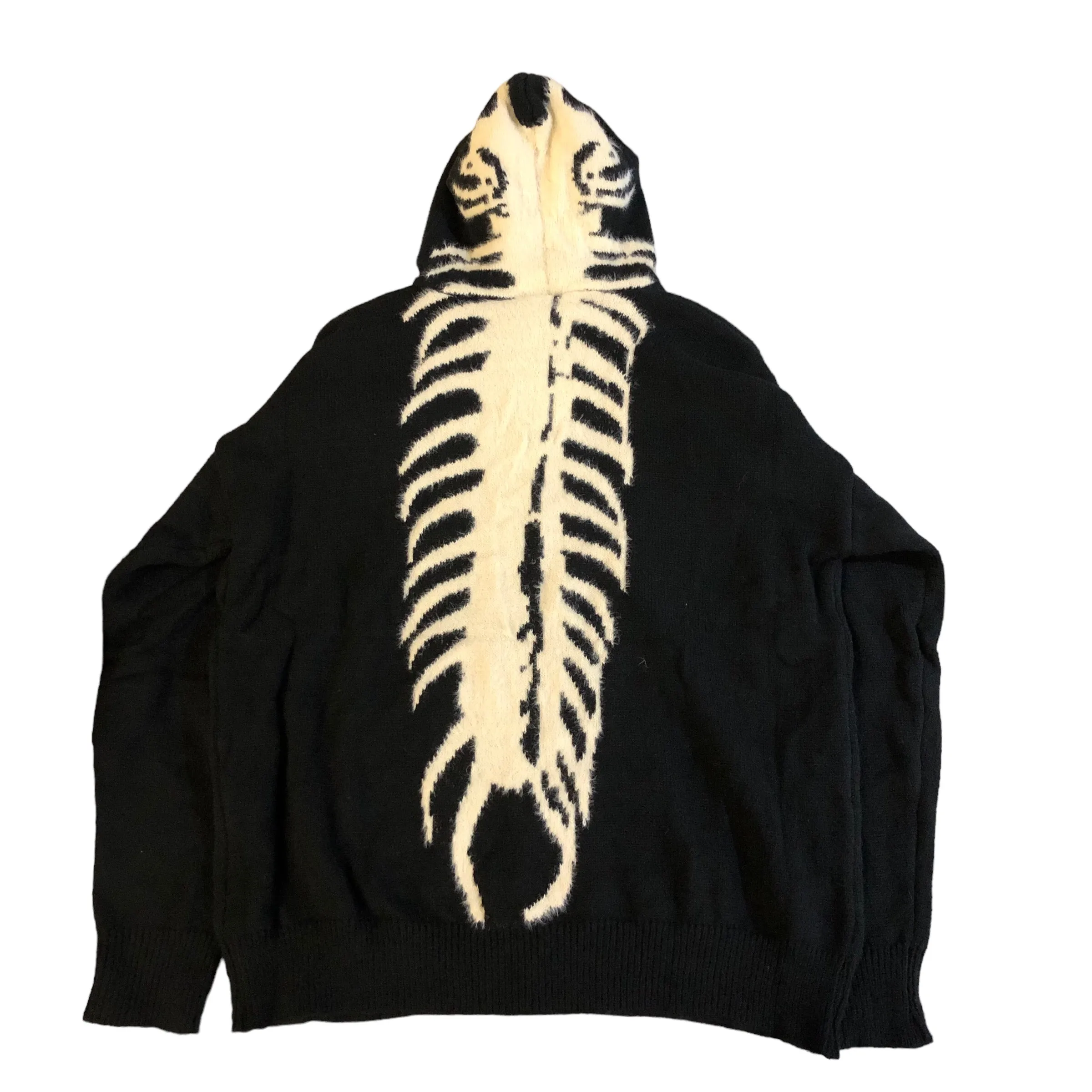 Black and White Knit Hoody Sweater