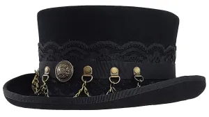 Black Steampunk Top Hat with Leather Band – Stylish Accessory
