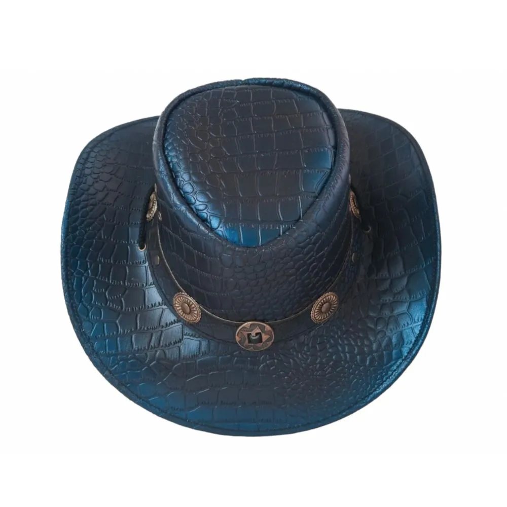 Blue Crocodile Leather Cowboy Hat