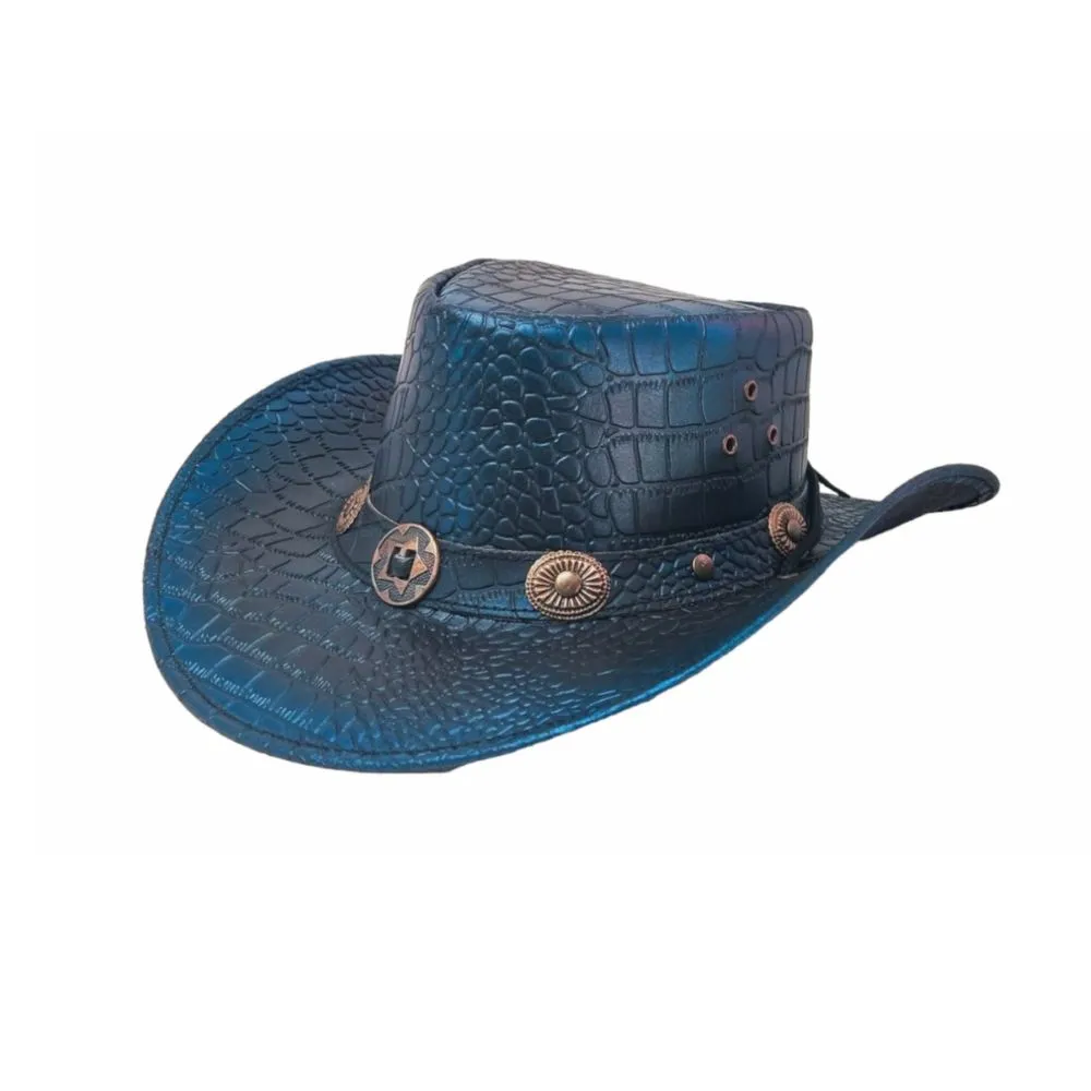 Blue Crocodile Leather Cowboy Hat