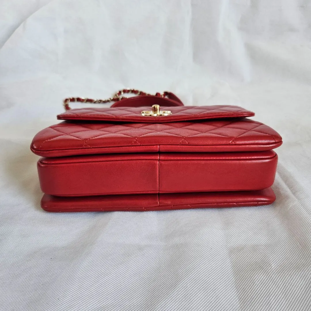 Chanel Trendy CC Red Quilted Top Handle Bag