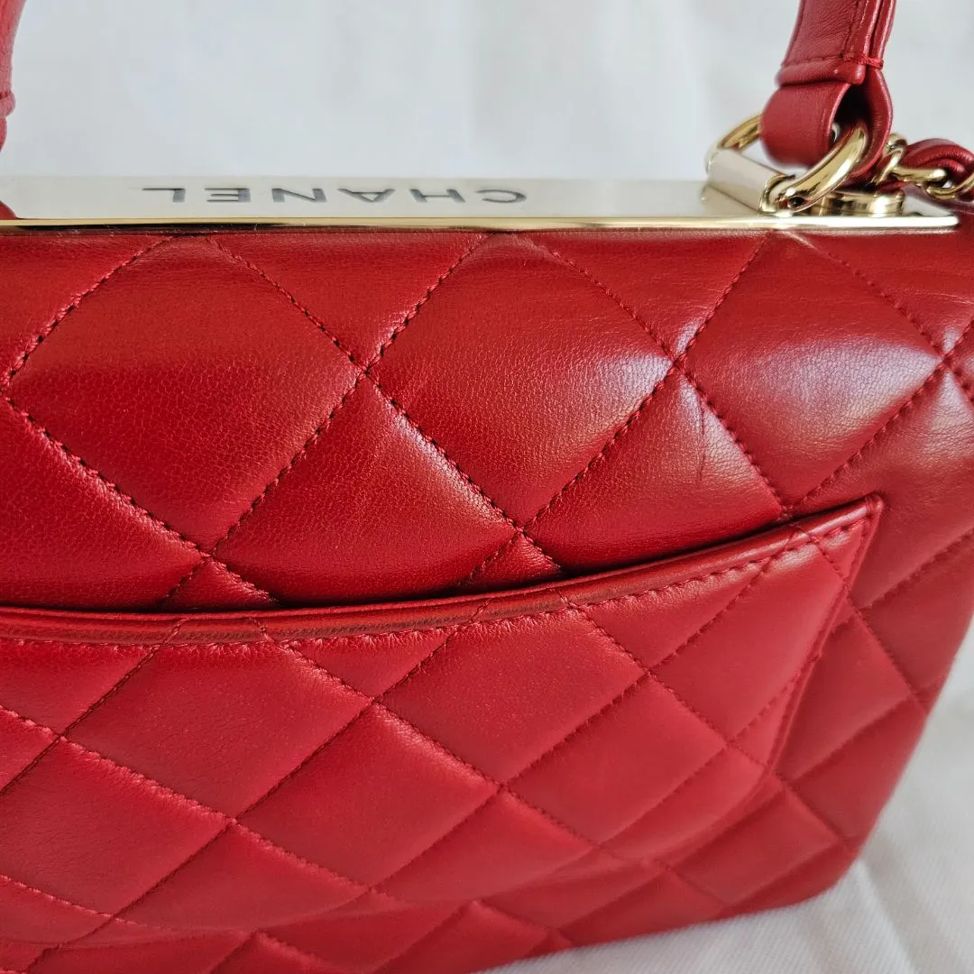 Chanel Trendy CC Red Quilted Top Handle Bag