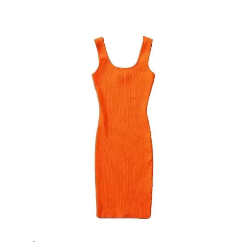 Fluorescent Knit Bodycon Tank Casual Short Dress