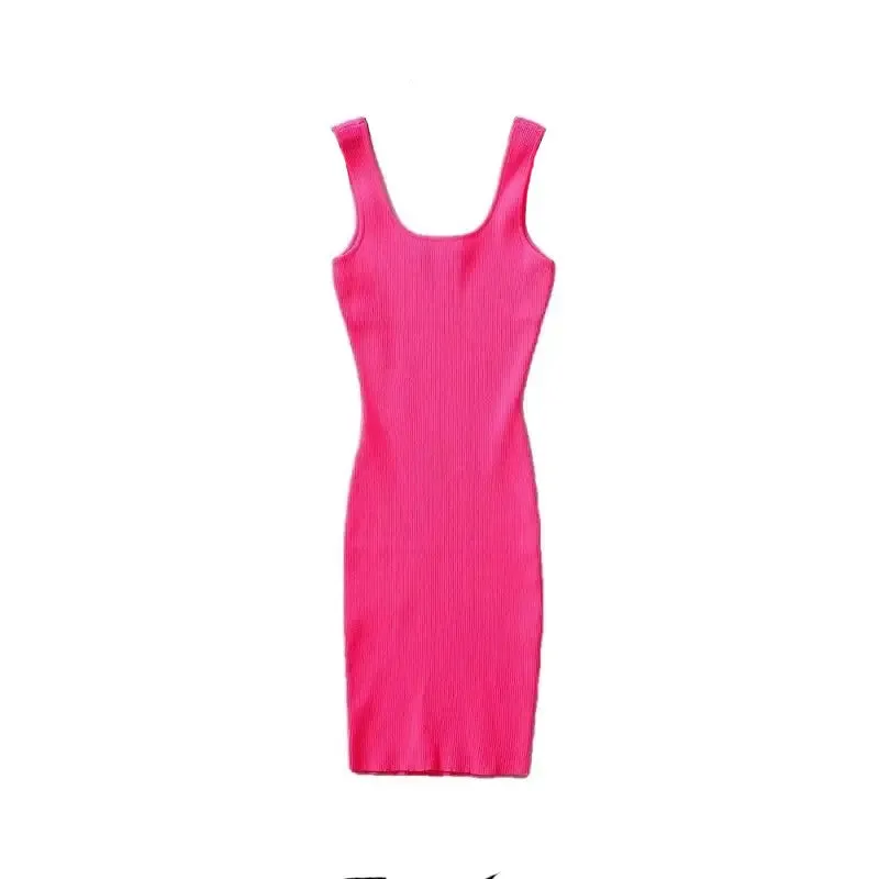 Fluorescent Knit Bodycon Tank Casual Short Dress