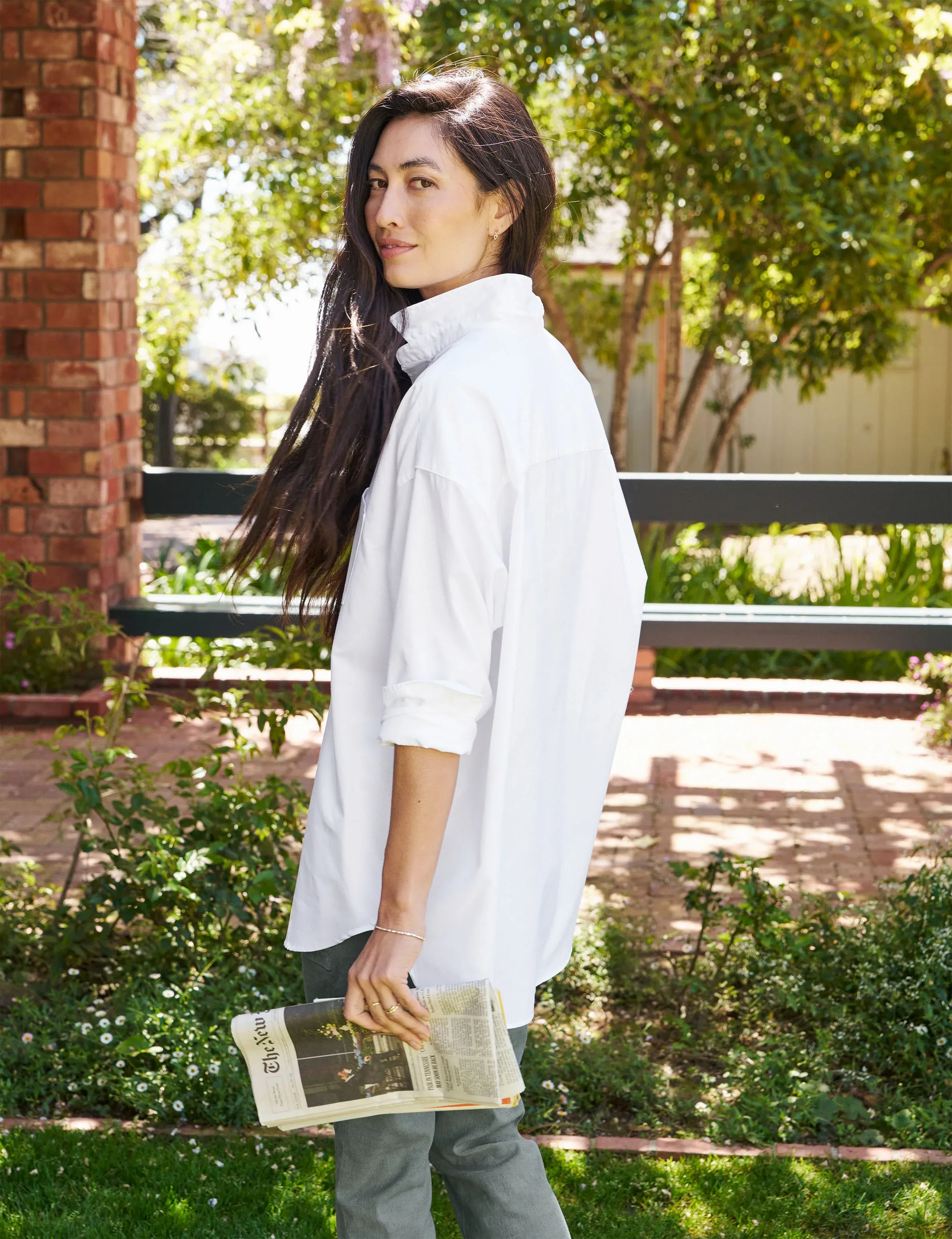 Frank & Eileen - Shirley Oversized Button-Up Shirt in White (Oxford Cotton)