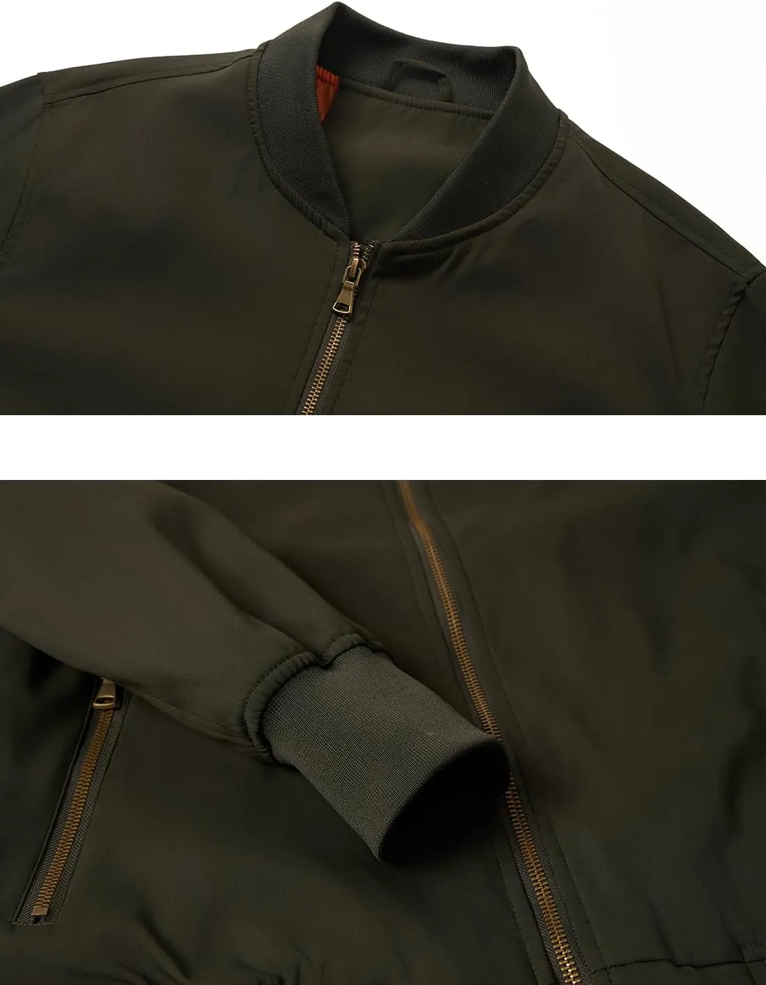 HOOD CREW Mens Bomber Jacket Lightweight Casual Stylish Spring Fall Windbreaker Zip Up Outwear Coat with Pockets
