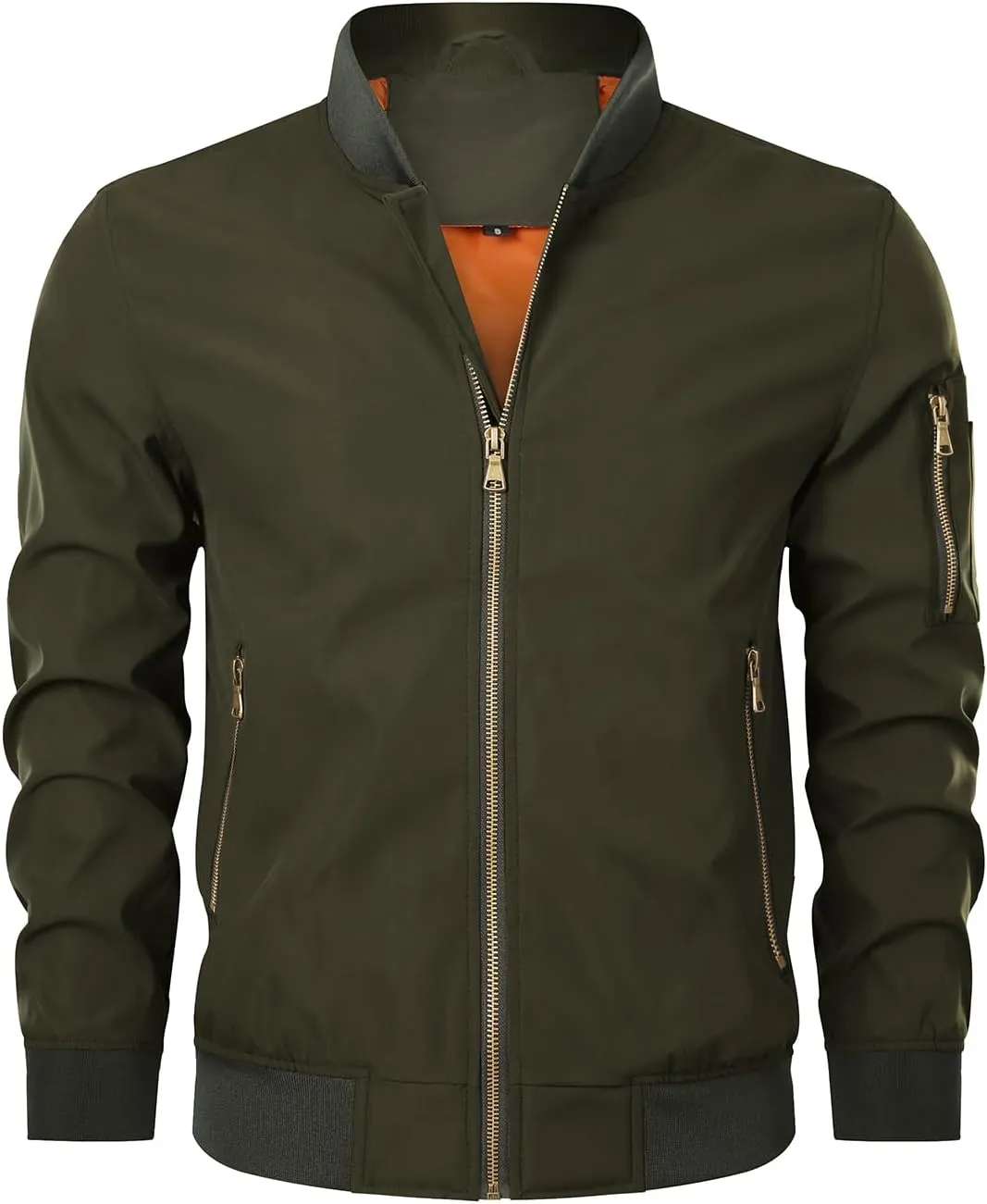 HOOD CREW Mens Bomber Jacket Lightweight Casual Stylish Spring Fall Windbreaker Zip Up Outwear Coat with Pockets