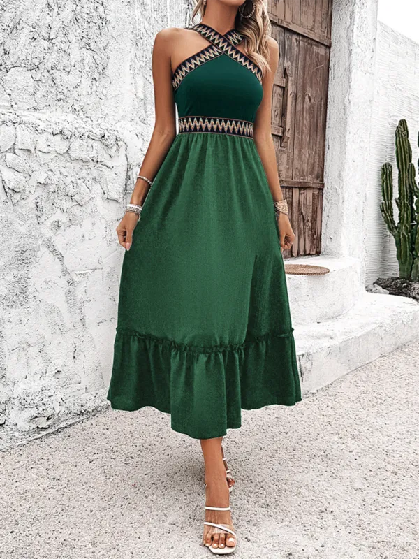 Kayla New Woman Fashion Elegant Halter Neck High Waist Casual Dress