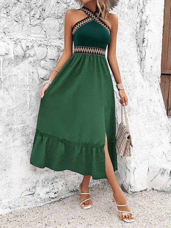 Kayla New Woman Fashion Elegant Halter Neck High Waist Casual Dress