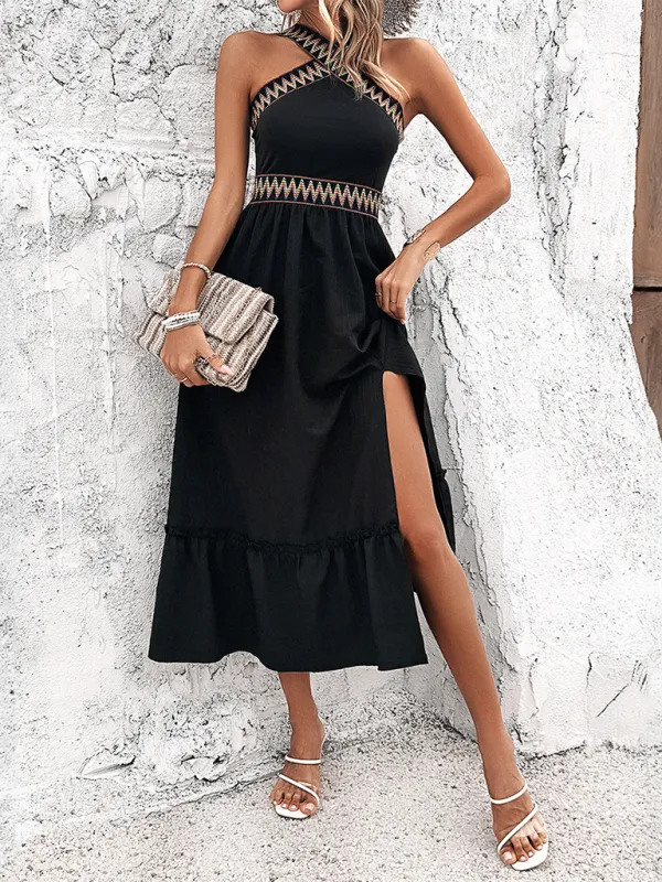 Kayla New Woman Fashion Elegant Halter Neck High Waist Casual Dress