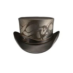 Kraken Steampunk Leather Top Hat
