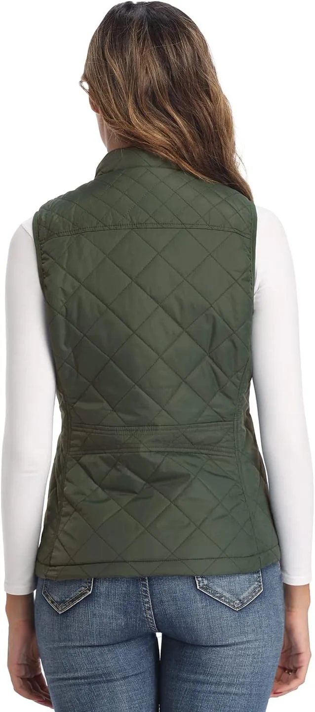 LONGKING Women's Vest, Stand Collar Lightweight Zip Quilted Vest for Women