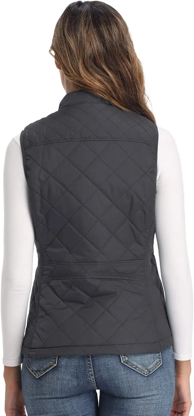LONGKING Women's Vest, Stand Collar Lightweight Zip Quilted Vest for Women