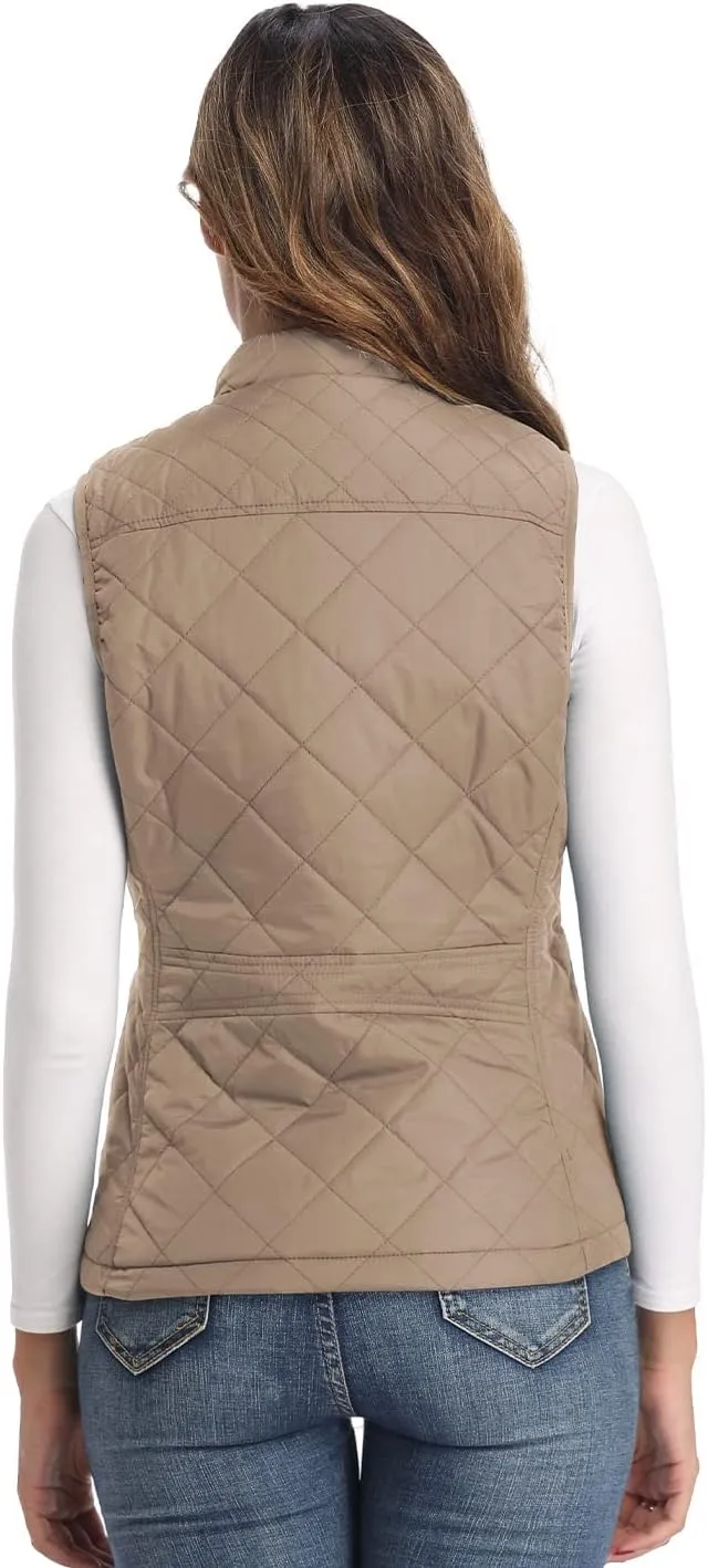 LONGKING Women's Vest, Stand Collar Lightweight Zip Quilted Vest for Women
