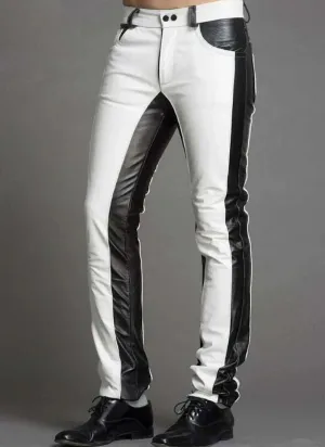 Men's Real Leather Unique Stylish Biker Pants