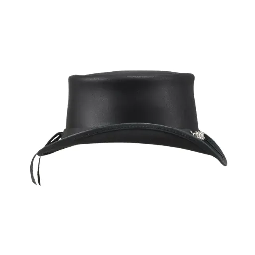 Metal Chain Leather Top Hat
