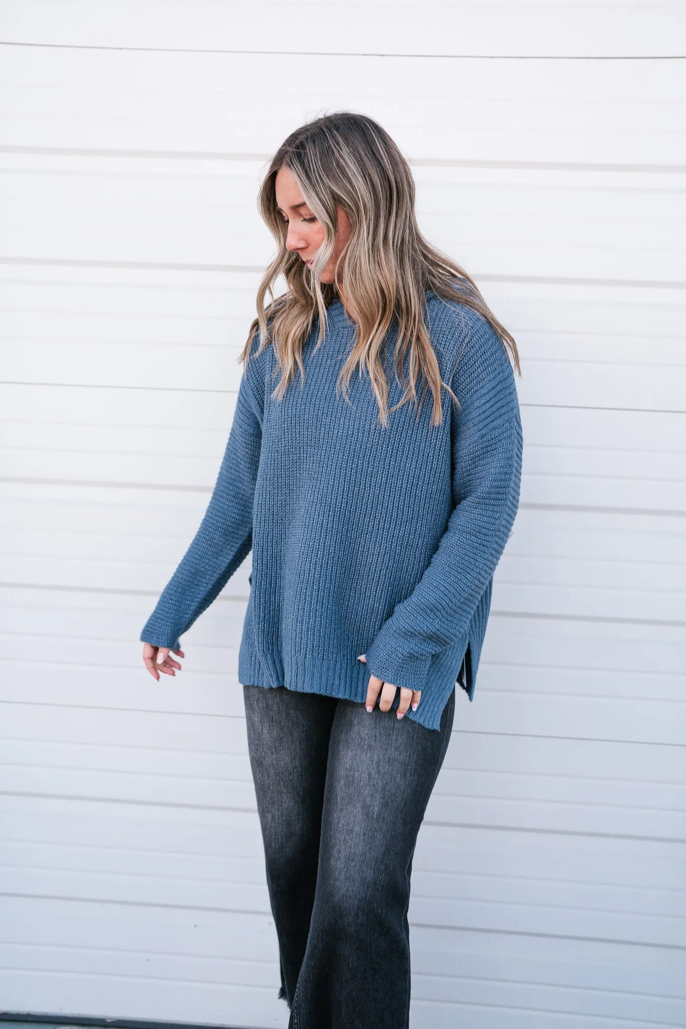 Midnight Blues Hooded Knit Top