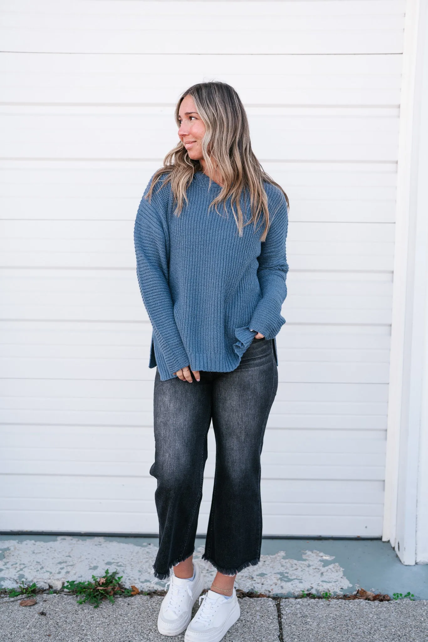 Midnight Blues Hooded Knit Top