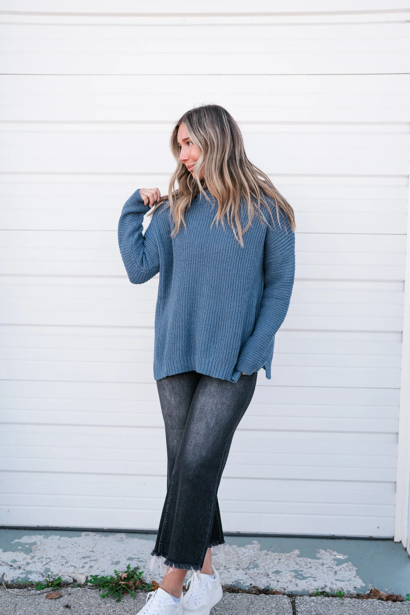 Midnight Blues Hooded Knit Top