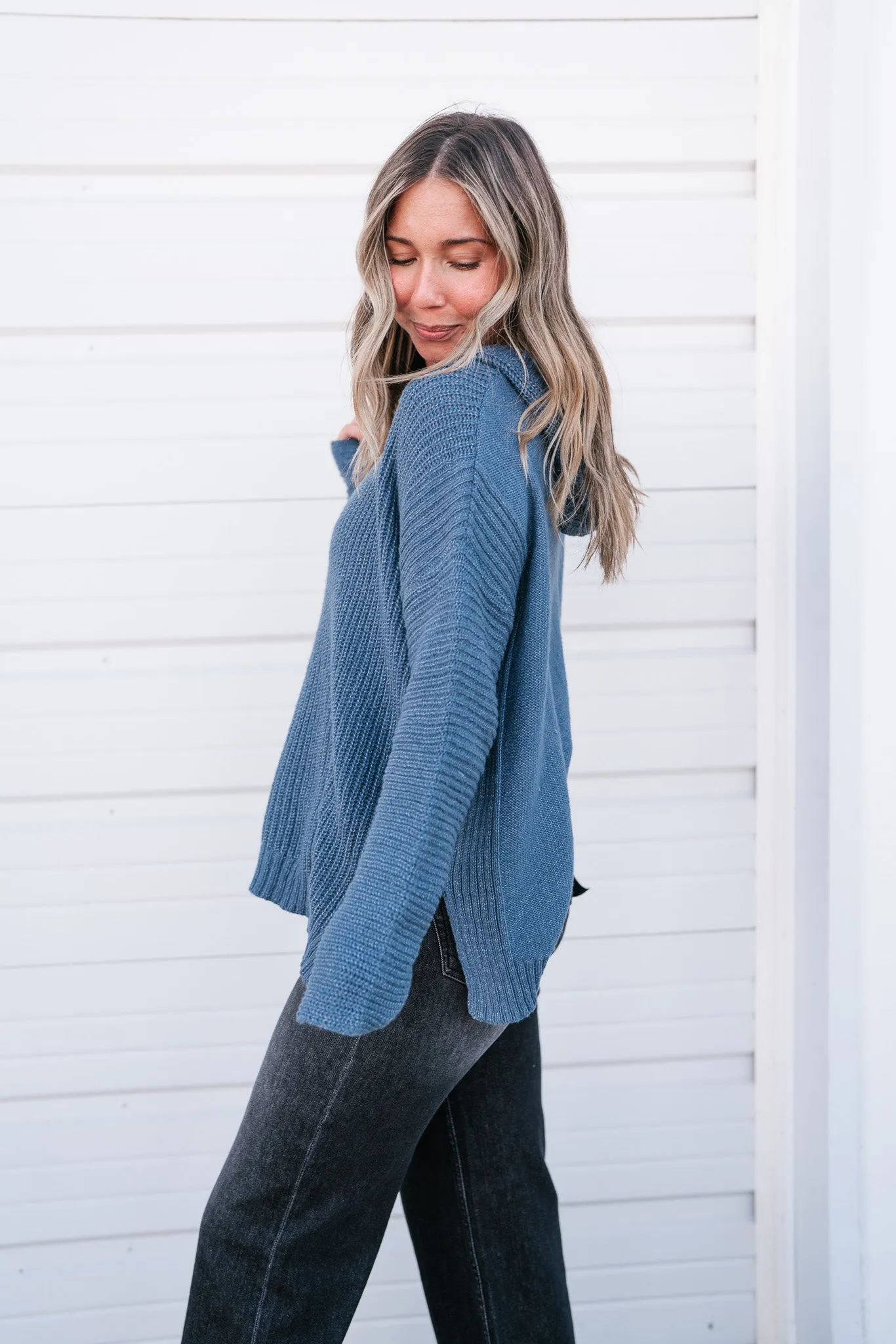 Midnight Blues Hooded Knit Top