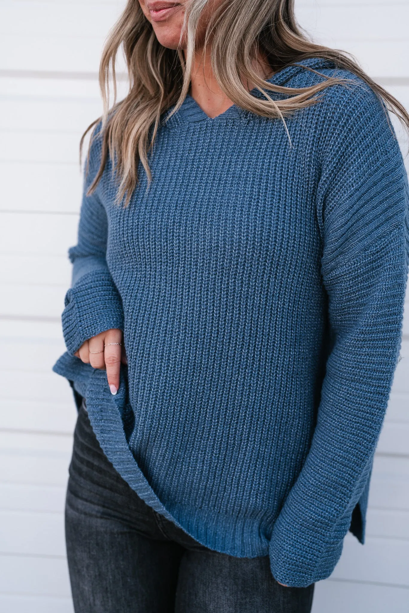 Midnight Blues Hooded Knit Top