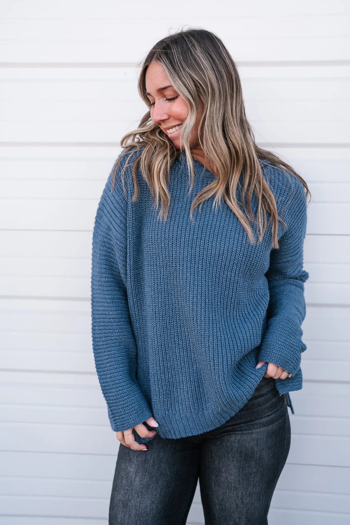 Midnight Blues Hooded Knit Top
