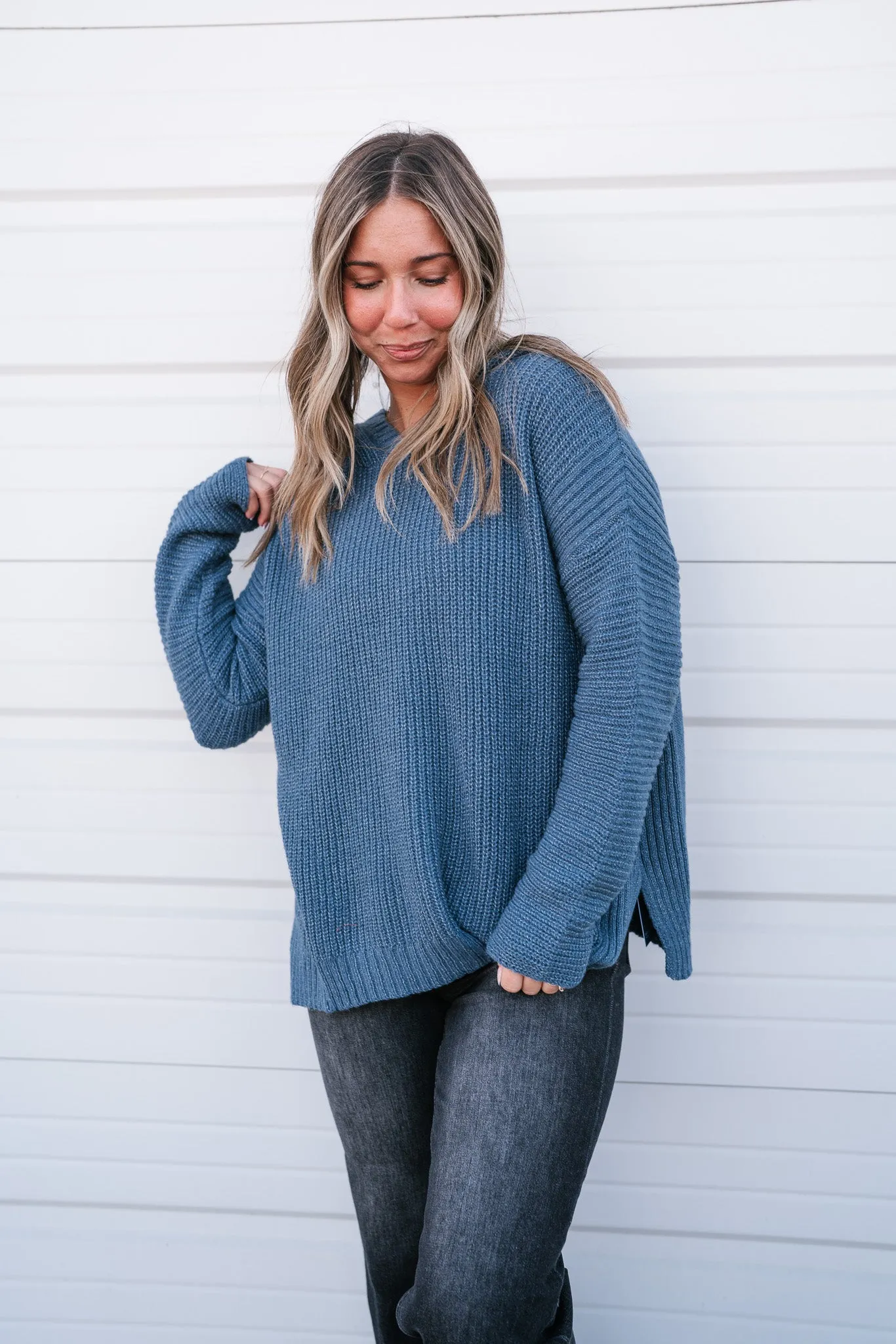 Midnight Blues Hooded Knit Top