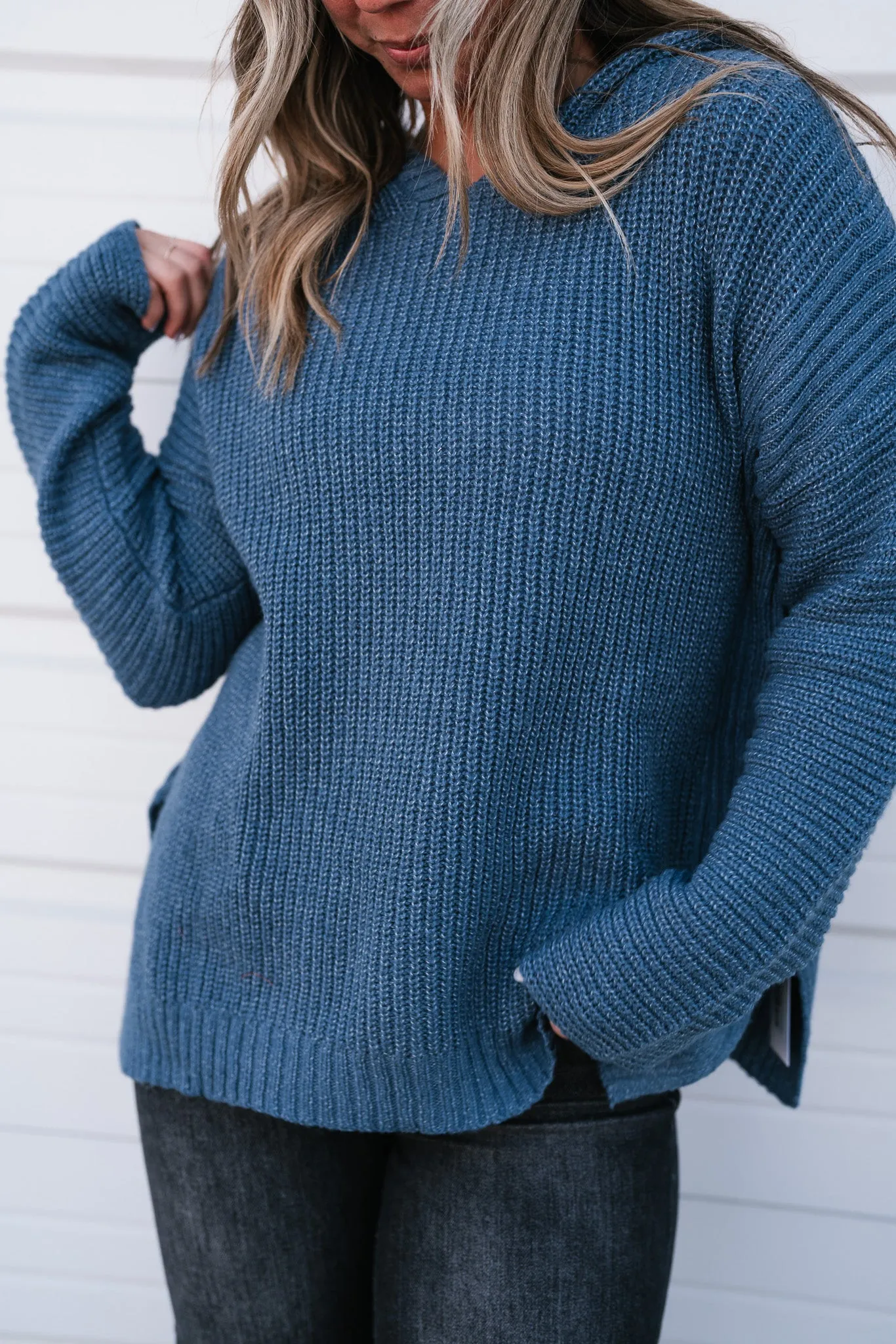 Midnight Blues Hooded Knit Top