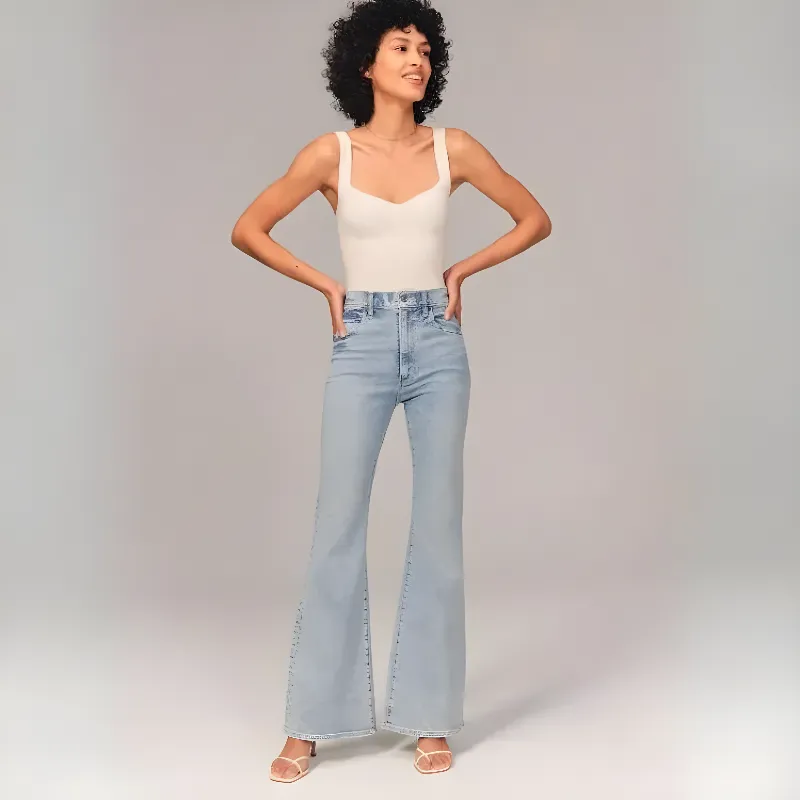 OCW Flare Jeans Ultra High Rise Stretch Comfortable Jeans