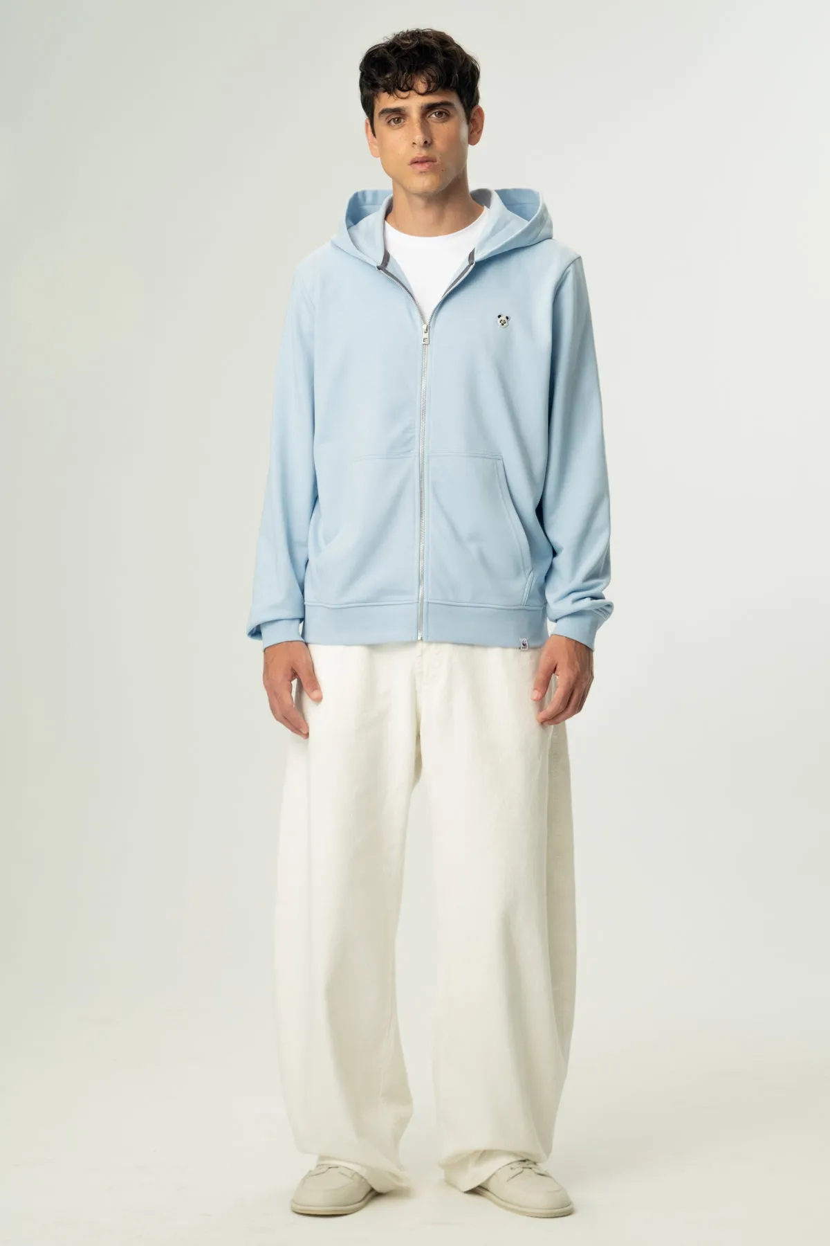 Panda Soft Fleece Full-Zip Hoodie - Bebek Mavisi