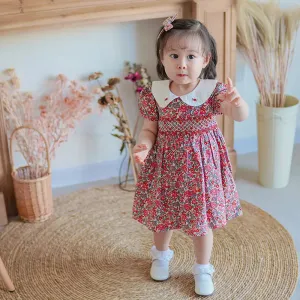 "Cammi" Floral Hand-Smocked Dress