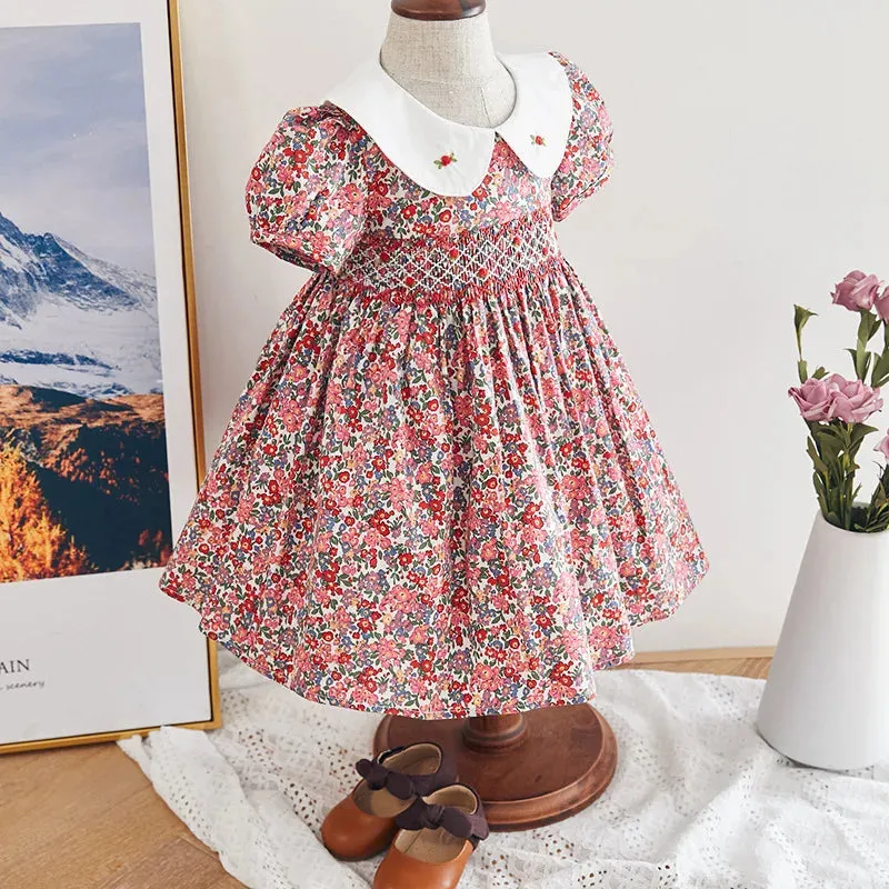 "Cammi" Floral Hand-Smocked Dress