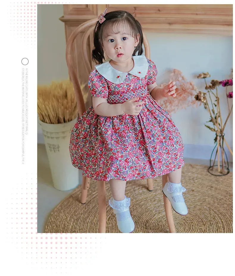 "Cammi" Floral Hand-Smocked Dress