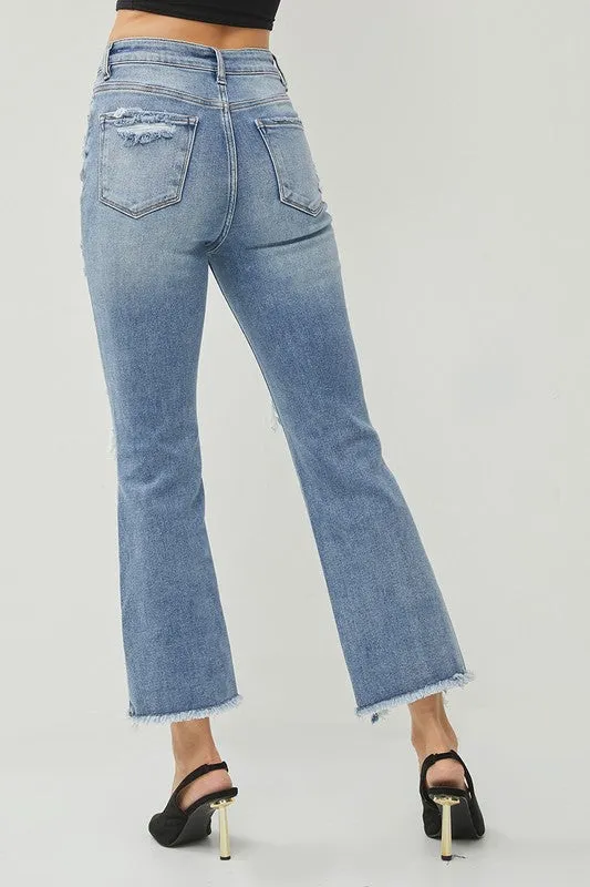 RISEN HIGH RISE FLARE ANKLE JEANS