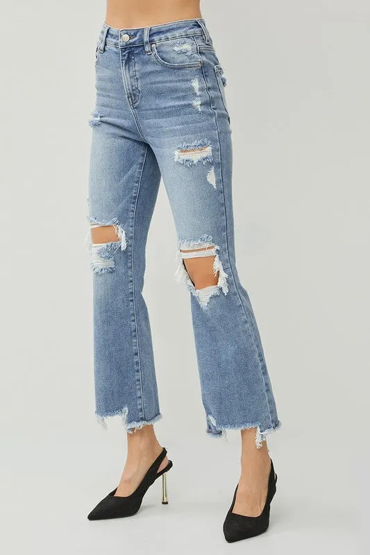 RISEN HIGH RISE FLARE ANKLE JEANS