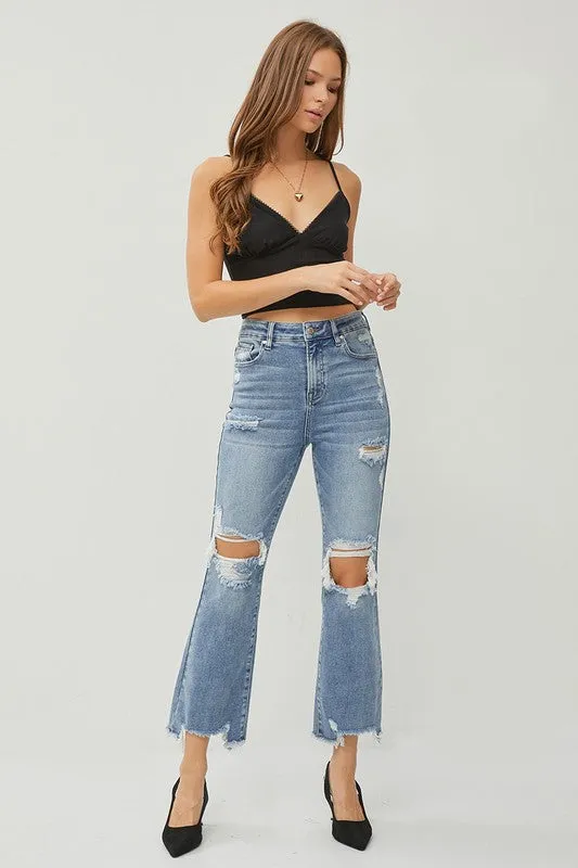 RISEN HIGH RISE FLARE ANKLE JEANS