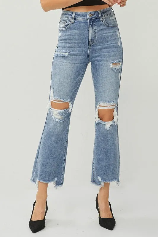 RISEN HIGH RISE FLARE ANKLE JEANS