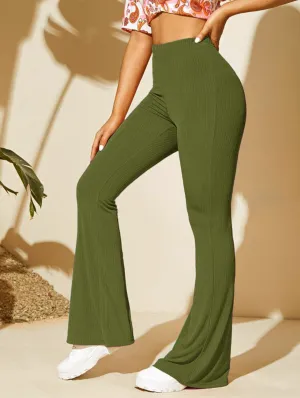 Stylish Olive Ribbed Pants