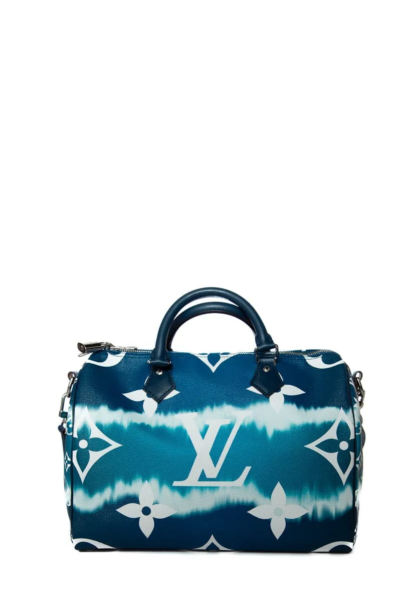 Trendy Inspired Louis Vuitton Blue Monogram Escale Speedy 3 Bandouliere Handbag