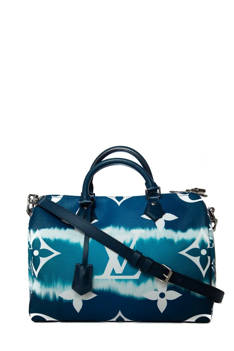 Trendy Inspired Louis Vuitton Blue Monogram Escale Speedy 3 Bandouliere Handbag