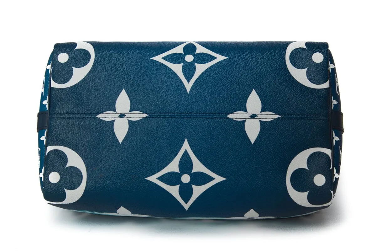 Trendy Inspired Louis Vuitton Blue Monogram Escale Speedy 3 Bandouliere Handbag