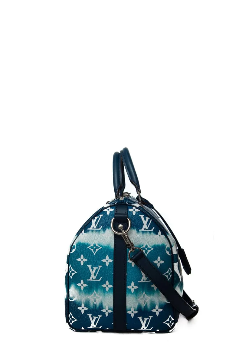 Trendy Inspired Louis Vuitton Blue Monogram Escale Speedy 3 Bandouliere Handbag